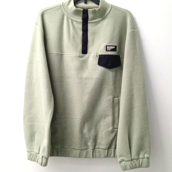 DRL ESSENTIALS SAGE GREEN PULLOVER BUTTON UP FLEECE JACKET SIZE SMALL NWT - Picture 4 of 7